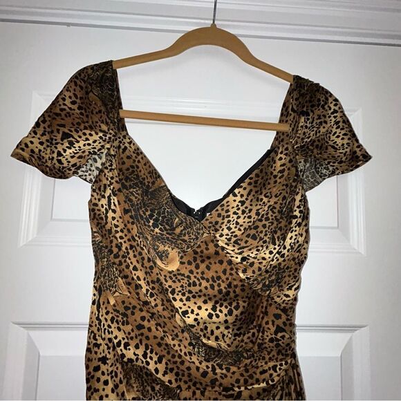 Vintage Lillie Rubin Animal Print Cap Sleeve Ruched Dress - Picture 2 of 9